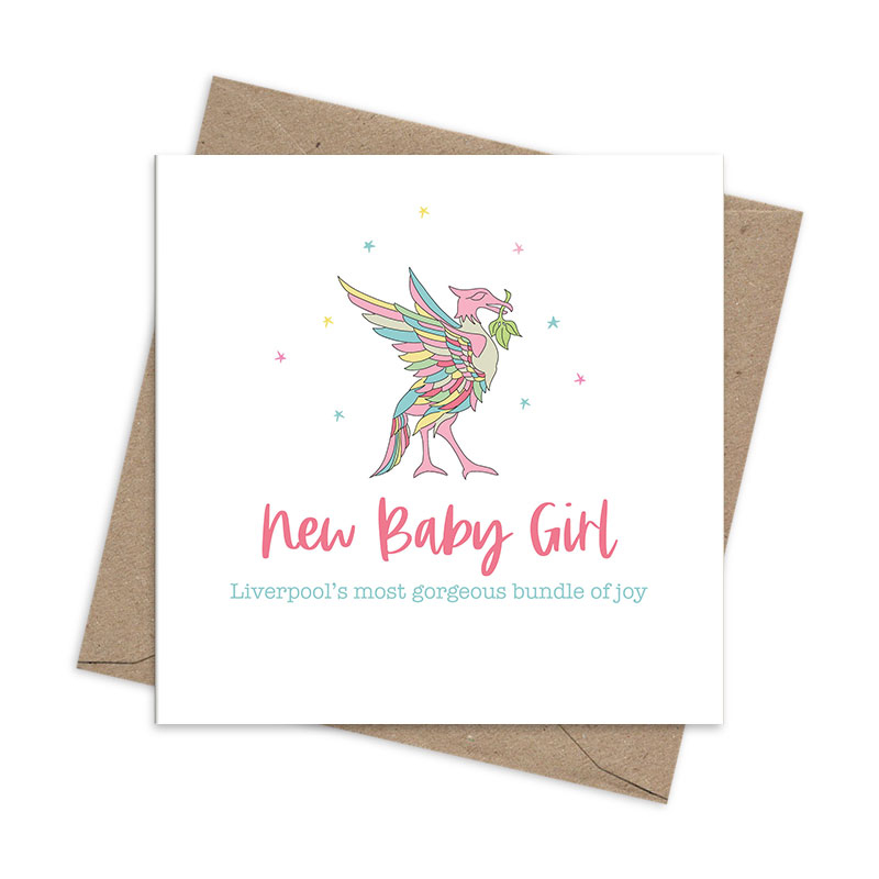 Liver Bird New Baby Girl Card
