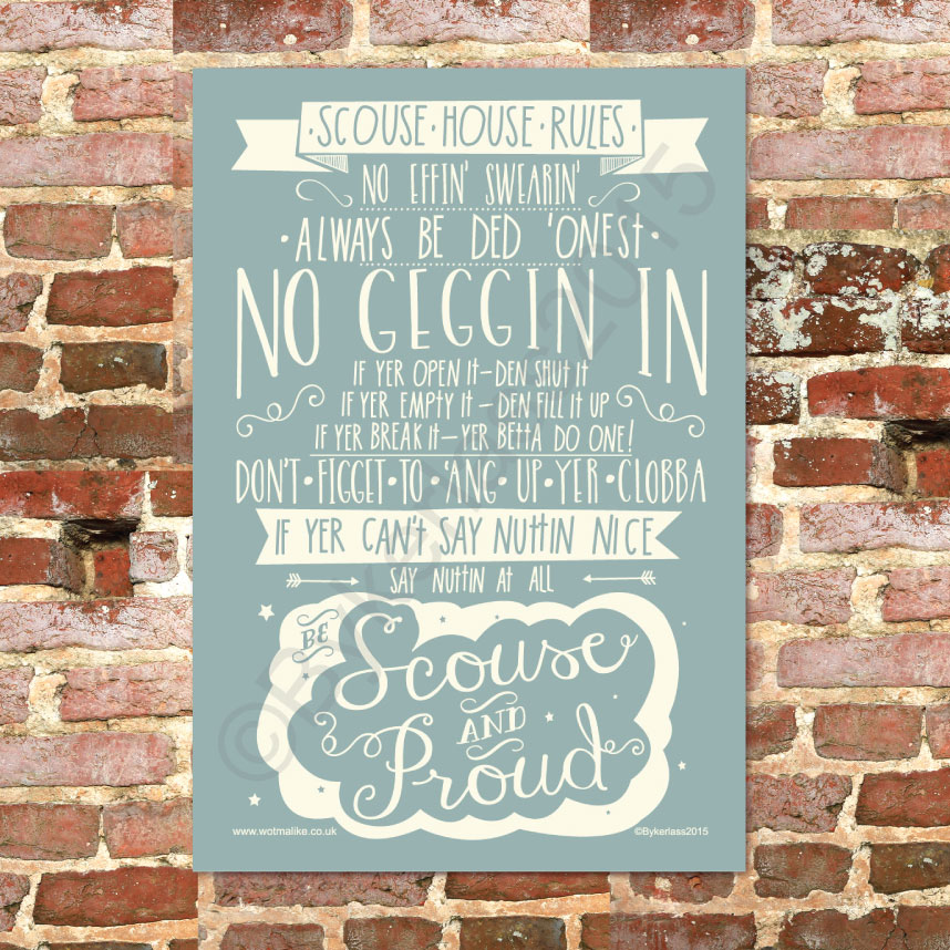 Scouse House Rules Tea Towel