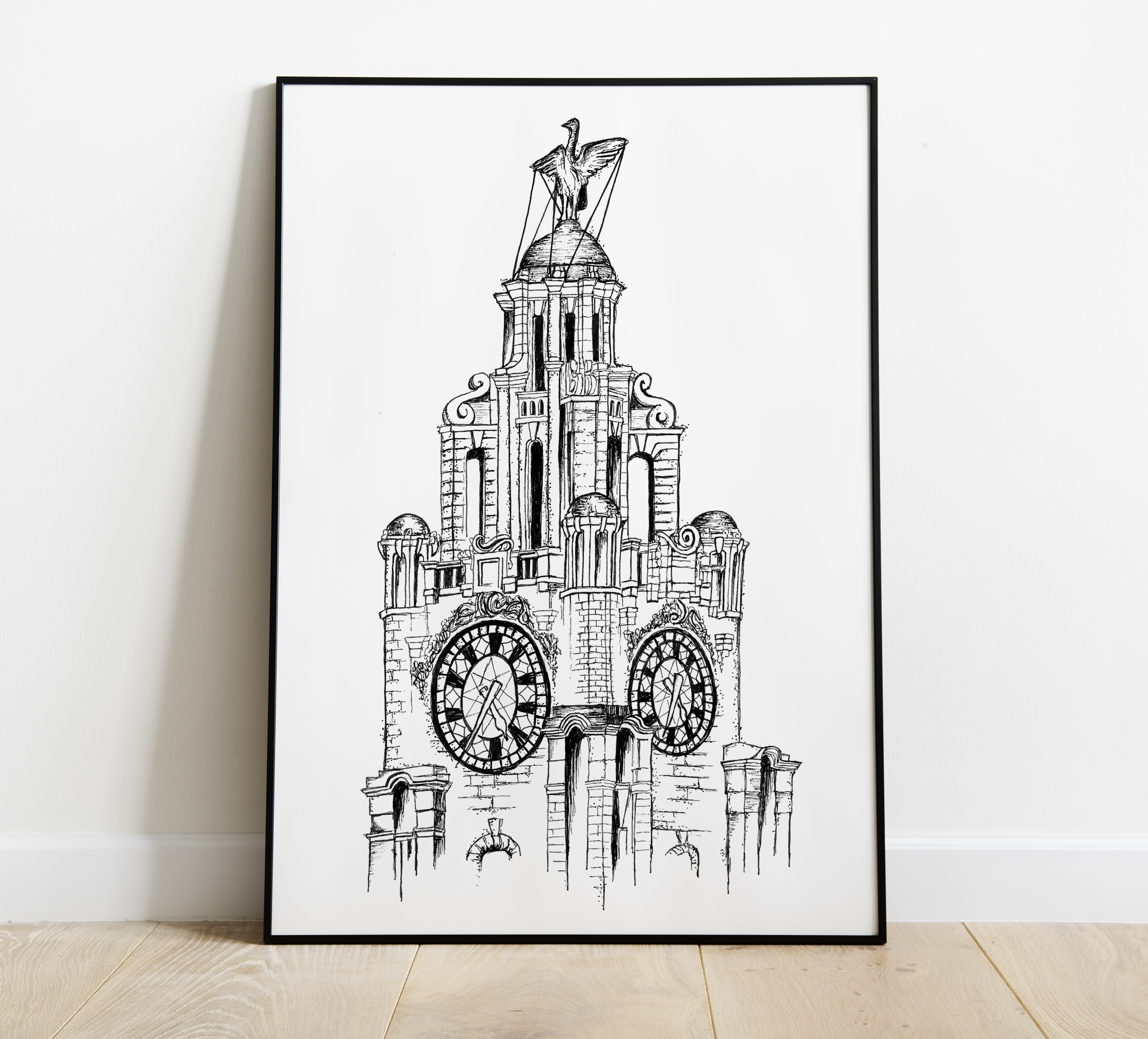 Liver Building Print - Grace Emily - Black & White