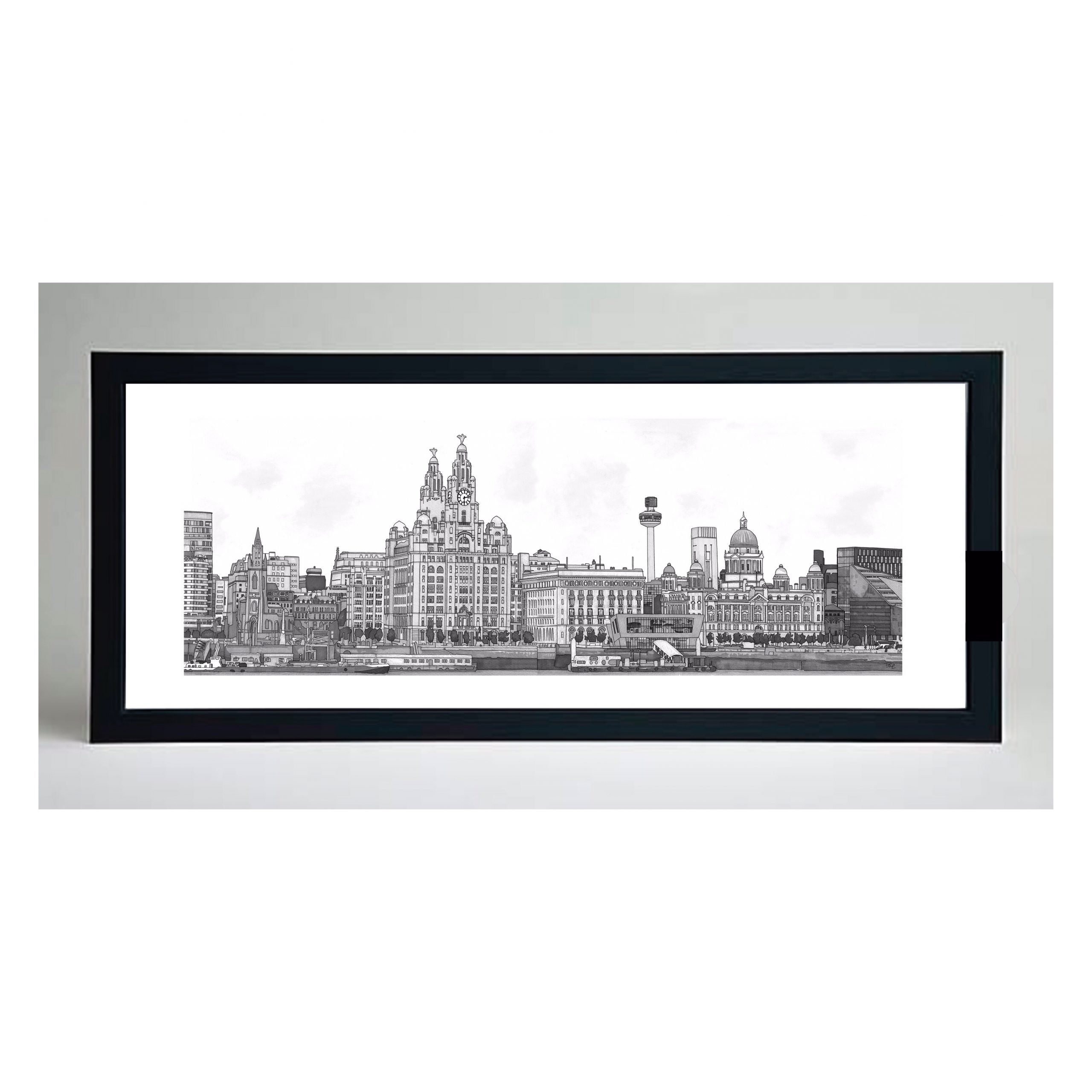 Liverpool Waterfront - Black & White - Paint By Pablo